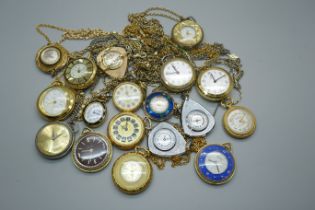 A collection of lady's pendant and fob watches