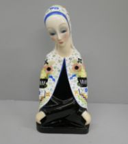 A 1950s Lenci Italian ceramic figure of the Madonna, signed to the base, 28cm