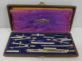 A cased set of technical drawing instruments, International Correspondence School, London