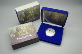 Two The Royal Mint The Battle of Trafalgar UK 2005 silver proof commemorative crowns, boxed