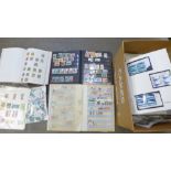 Stamps; a box of stamps, covers, etc., loose and in albums