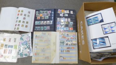Stamps; a box of stamps, covers, etc., loose and in albums