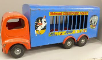 A Tri-ang pressed steel circus van