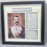 Sir Charles Warren, Jack the Ripper interest, a framed and mounted personal letter sent by Warren