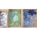 A collection of blue and green vintage glass **PLEASE NOTE THIS LOT IS NOT ELIGIBLE FOR POSTING