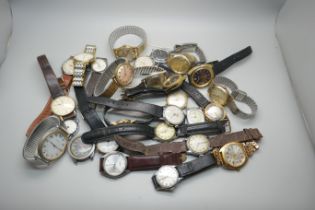 A collection of gentleman's wristwatches including Timex, Limit, Sekonda, Pulsar, Rotary, etc.