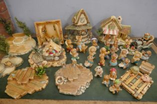 A very large collection of Pendelfin figures and displays, some a/f and some new in boxes, over