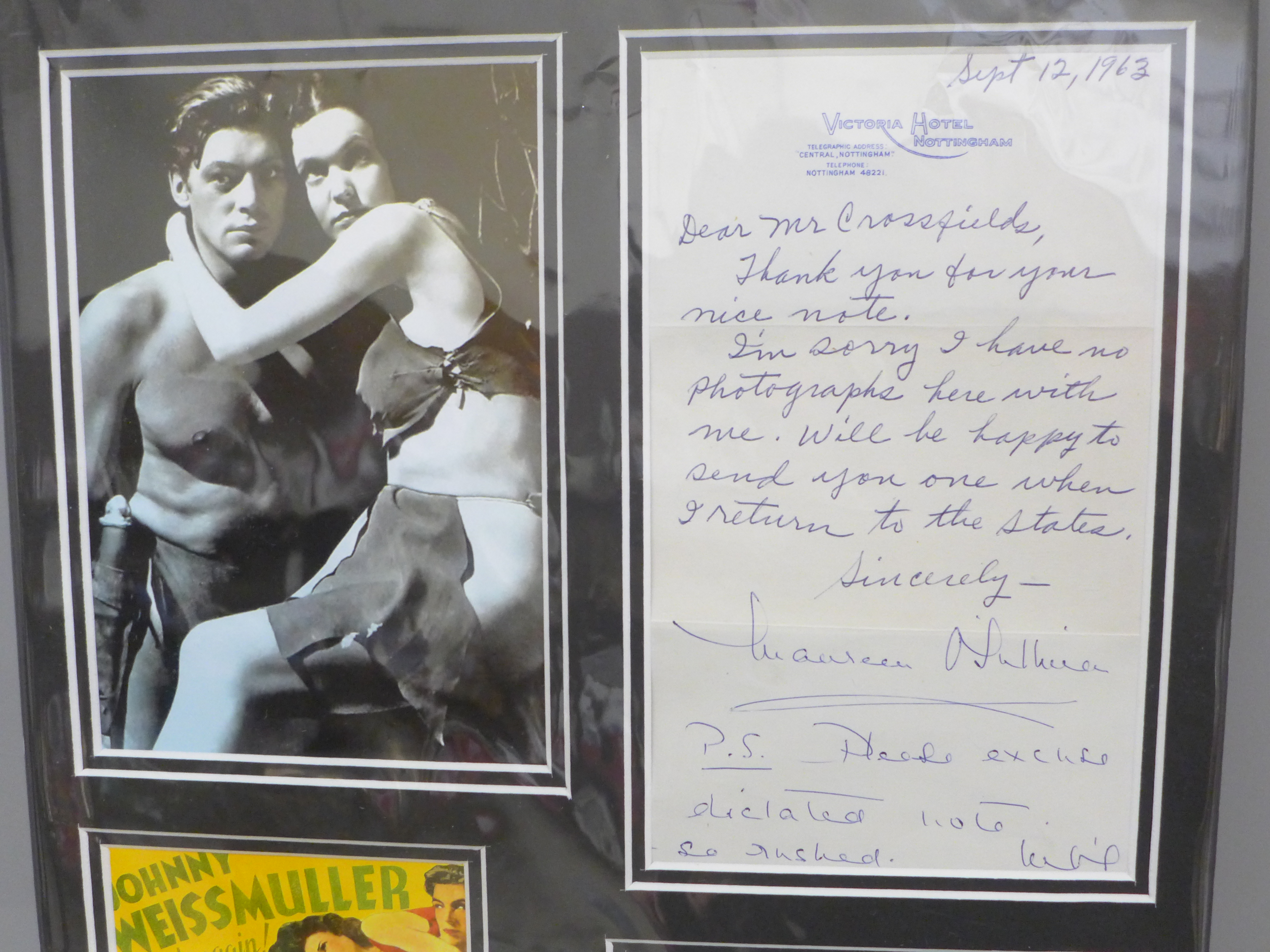 Maureen O'Sullivan, Tarzan's Jane, a letter dated September 12th 1963 on Victoria Hotel Nottingham - Image 2 of 5