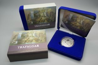 Two The Royal Mint The Battle of Trafalgar UK 2005 silver proof commemorative crowns, boxed