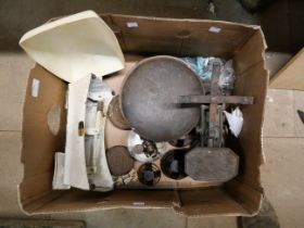 Two sets of weighing scales and graduated weights including a vintage Harper