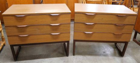 A pair of Europa teak chests of drawers