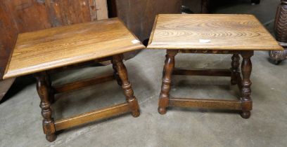 A pair of 18th Century style oak lamp tables