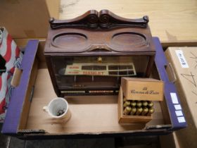 A Gallaher cigar cabinet, complete with original labels, produced by Roger Aplin of Dublin, a box of