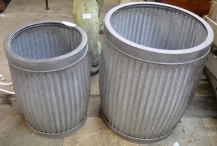 Two faux galvanised dolly tubs
