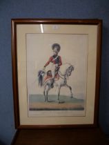 A set of four regimental cavalry prints, framed