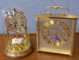 An Ernest Jones anniversary clock and London Clock Co. brass mantle clock