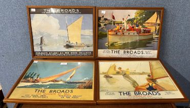 Four reproduction Norfolk Broads railway holiday prints