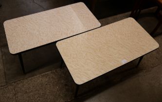 A pair of Formica topped coffee tables