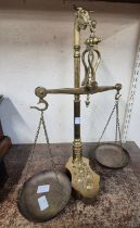 A set of Victorian brass scales with weights