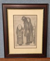 A limited edition L.S Lowry print, Group of Children, framed