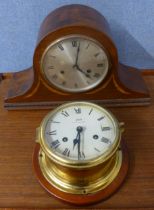 A Schatz Royal Mariner timepiece and an early 20th Century German walnut mantle clock