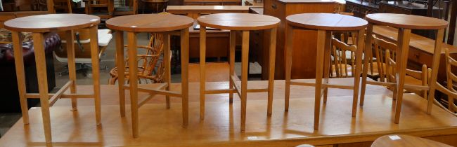 Five Poul Hundevad folding teak occasional tables