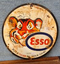 An enamelled metal Esso advertising sign