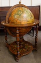 An Italian terrestrial globe cocktail cabinet/trolley