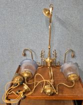 A Victorian style brass electrolier etc.