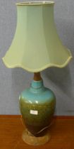 A studio pottery table lamp