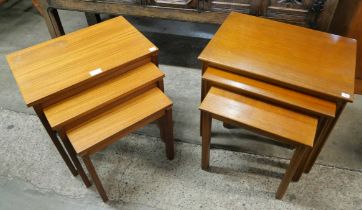 Two teak nests of tables