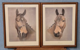 A pair of signed D. Snee limited edition prints of race horses, Dawn Run and Arkle, framed
