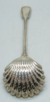A large continental silver sifter spoon, 60g, 20.5cm