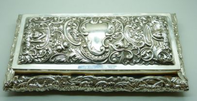 A William Comyns large silver jewellery box, London 1897, 731g, 28cm wide