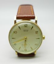 A 9ct gold Vertex Revue watch, the case back bears inscription dated 1967, 31mm case