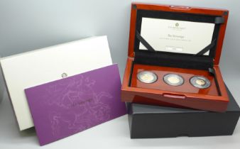 The Royal Mint The Sovereign 2021 Three-Coin Gold Proof Set, No. 486, Sovereign, Half-Sovereign