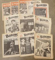 A box of boxing newspapers