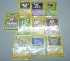 Ten rare vintage Pokemon cards