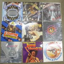 Ten LP records, Alan Parsons, Budgie, The Dictators, Trapeze, Herman Brood, Alex Harvey Band,