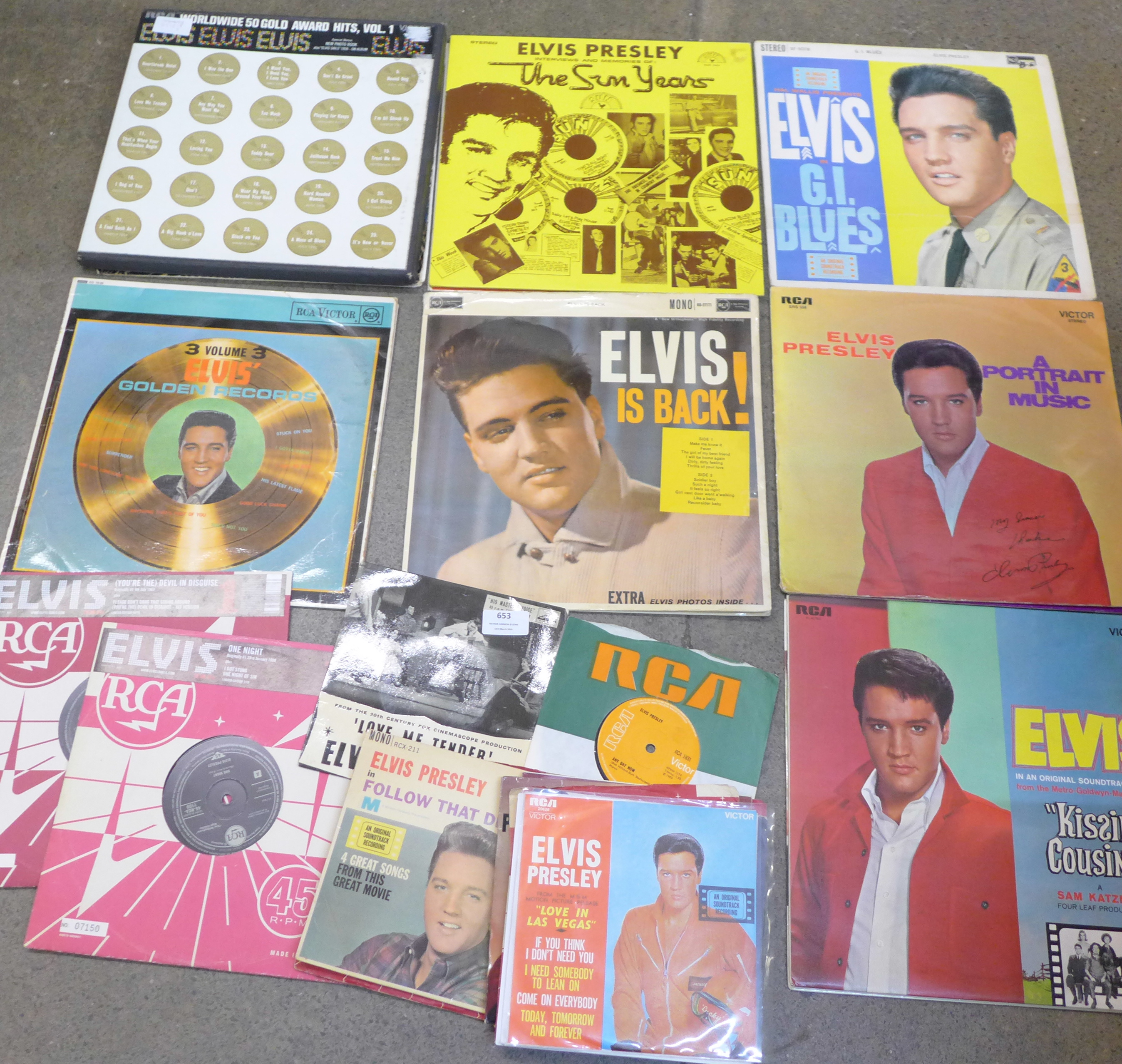 Elvis Presley 7" singles and ten LP records