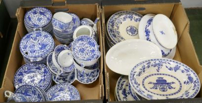 Minton Blue Delft pattern blue and white dinnerwares, oval serving plates, dinner, tea and side