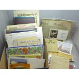 Paper ephemera; a box of paper ephemera early 1800s onwards including well illusrated books on