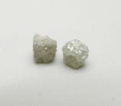 Two rough/uncut diamonds, total weight 1.35cts