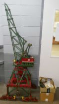 Meccano, large model dockside crane, with a box of spares and a box of Meccano publications