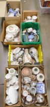 Seven boxes of mixed china including Wedgwood, Royal Doulton, Colclough Teawares, Paragon,