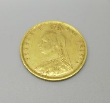 A Victorian 1892 shield back half sovereign