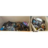 Two boxes of costume jewellery