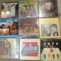 Nine LP records, Mountain, The Greenslade, Styx, Metal Killers, Baker Guvitz Harvey, Stretch, Jethro