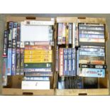 Vintage VHS tapes including Cert. 18, Rambo, Blade Runner, Indiana Jones, etc., and a box of Space