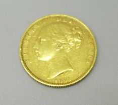 A Victorian 1853 shield back full sovereign